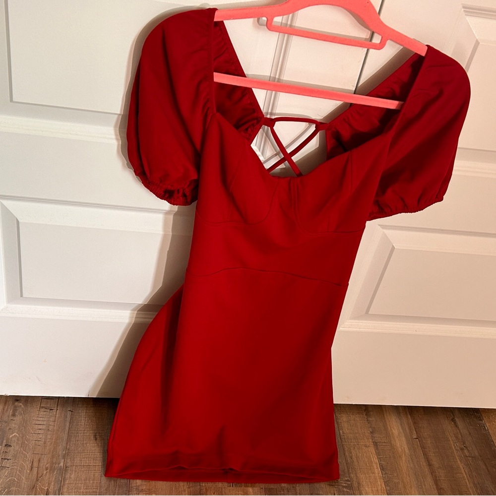 RED ADJUSTABLE BACKLESS DRESS
